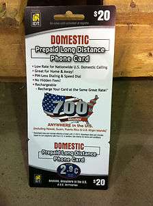IDT Domestic PrePaid Long Distance Phone Card 700 Minutes ACTIVATED 