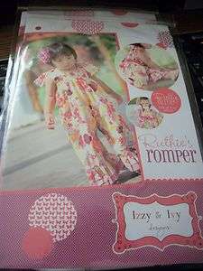 NEW GIRLS SEWING PATTERN RUTHIES ROMPER IZZY & IVY SIZE 3 MONTHS   SZ 