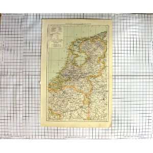  ANTIQUE MAP 1892 HOLLAND NETHERLANDS AMSTERDAM LIEGE
