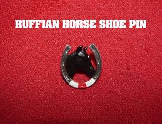 NEW RUFFIAN HORSE SHOE HAND PAINTED RACING PIN  