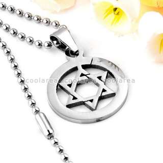 New Mens Stainless Steel Star Of David Pendant Chain Necklace 19 Punk 