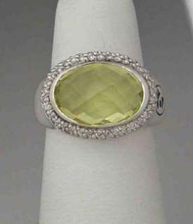 David Yurman Lemon Citrine Oval Signature Ring 0.48 ctw diamonds 