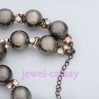 Stunning 17mm Round Glossy Beads & Dazzling CZ Necklace  