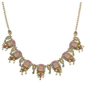  Enchanting Collar Necklace Ornate with Rectangle Cameos, Flower 
