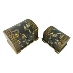  Keystone Classic Black and Gold Flower Jewelry Box   Set 