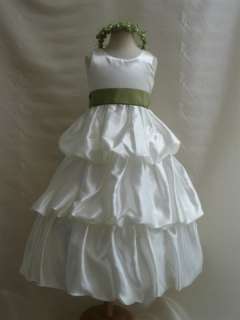 New PO3 Ivory sage flower girl dress sz 2 4 6 8 10  