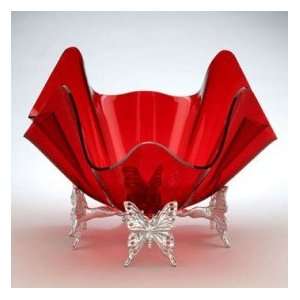  Arthur Court Designs Butterfly Stand 14 Ruby Acrylic Bowl 