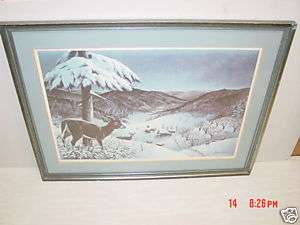 Old,Print,Wildlife,Deer,Nicholas Rosato,Signed,Blues  