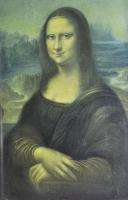 Vintage Mona Lisa Color Print Very Old Hand crafted Wooden Frame 7.5 