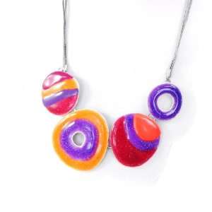    Necklace french touch Coloriage red orange purple. Jewelry