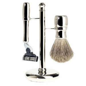    Basic 4   Shaving Set, Pure Badger, Metal Nickel plated Beauty