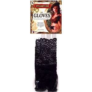  Ruffled Black Lace Fingerless Gloves
