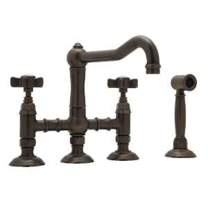  Rohl A1458XWSSTN Satin Nickel Country Kitchen 3 Leg Double 
