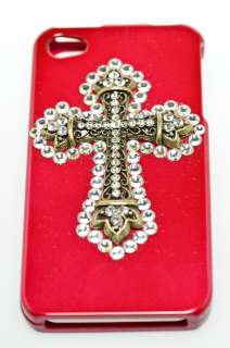 My Charm Candy Red iPhone 4 Case with Silver Cross  