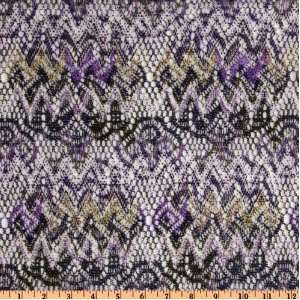 60 Wide Designer Chevron Lace Black/Purple Fabric By The 