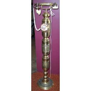  Brass Pedestal Tall Rotary Telephone 