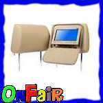 Pair 7 LCD Car Headrest DVD Player w/ TAN Beige Cover Eonon L0202 