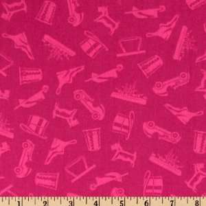  44 Wide Monopoly Game Pieces Hot Pink Fabric By The Yard 
