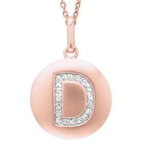  14K Rose Gold GH Diamond D Round Pendant Arts, Crafts 