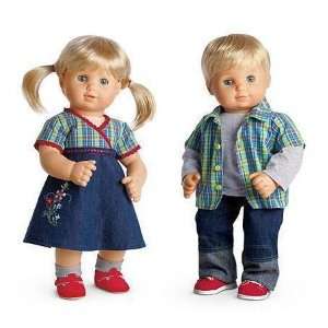 American Girl Bitty Baby Twins Plaid & Denim Outfit Dress Set for Boy 