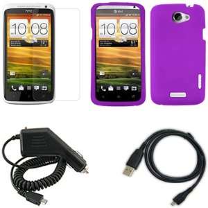  iFase Brand HTC One X Combo Solid Purple Silicon Skin Case 