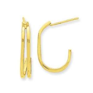  14k Yellow Gold Polished Double J Hoop Earrings Jewelry
