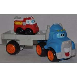  Blue Car Carrier (2006) with Boomer Fire Truck (2008) Mini 