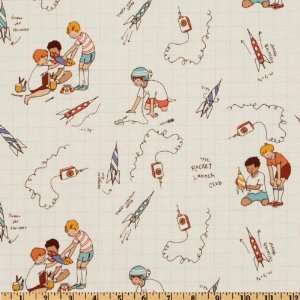   Rocket Launch Club Cream Fabric By The Yard Arts, Crafts & Sewing