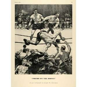  1935 Print Joseph W. Golinkin Art Boxer Ring Ropes Hit 