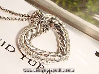 David Yurman Large Pave Diamond Heart Necklace plus Gift Box Retail $ 