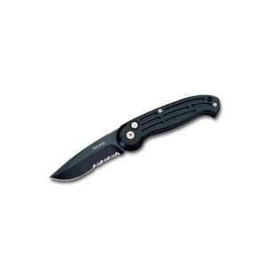  Button Lock, Small, Aluminum Handle, Black Blade 