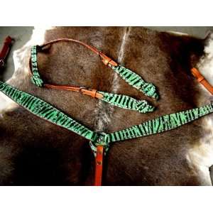  Bridle Headstall Breast Collar Set with Light Tan Leather 