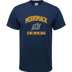 Merrimack Warriors Navy Youth Swimming Arch T Shirt 
