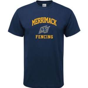  Merrimack Warriors Navy Fencing Arch T Shirt Sports 