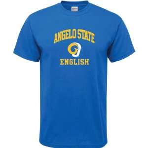  Angelo State Rams Royal Blue English Arch T Shirt Sports 