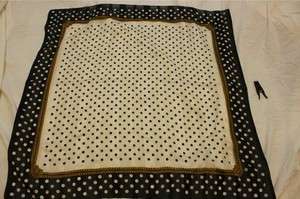   oversized large navy blue white polka dot chain print scarf 34 square