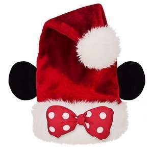  Plush Disney Minnie Mouse Santa Ear Christmas Hat Polka 