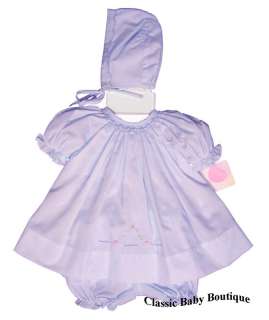 NWT Petit Ami Lavender Emb Smocked 3PC Dress Preemie  