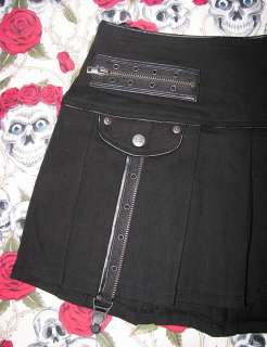 Tripp Garter Zipper Pleated Mini Skirt S/M goth punk  