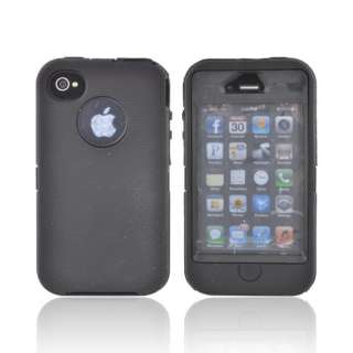 Black Double Layered Hard Case Cover For AT&T Verizon Apple iPhone 4 