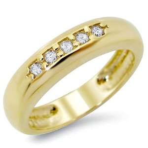  Mens Round Diamond Wedding Band Ring 14k Yellow Gold 