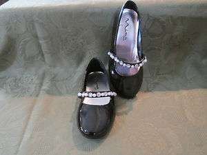   Nina Kids Youth Girl Black Patent Nila Girls Dress Shoes Shoe Pearls