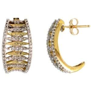 14k Gold Crescent Moon Diamond Earrings, w/ 0.48 Carat Brilliant Cut 