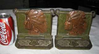 ANTIQUE NATIVE AMERICAN WESTERN INDIAN SWASTIKA BOOKENDS CAST IRON ART 