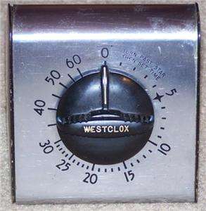 VINTAGE WESTCLOX KITCHEN TIMER SILVER FRONT  