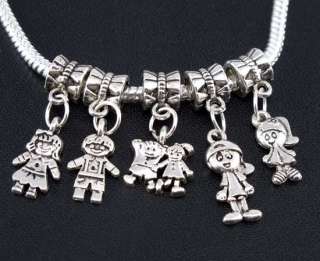 Mix 100pcs Tibetan Silver Boy/Girl Charms Beads fit European bracelet 