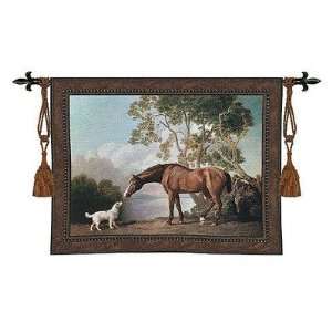    WH Bay Horse and White Dog Tapestry   George Stubbs