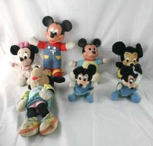 Lot Of 7 Vintage Collectible Mickey Minnie Mouse Baby Stuffed Plush 
