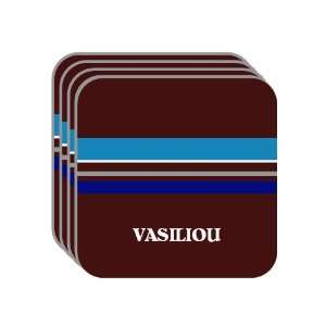 Personal Name Gift   VASILIOU Set of 4 Mini Mousepad Coasters (blue 