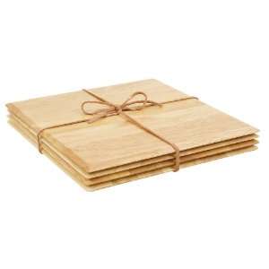  Set Of 4 Table Mats In Hevea With Leather Tie Kitchen 